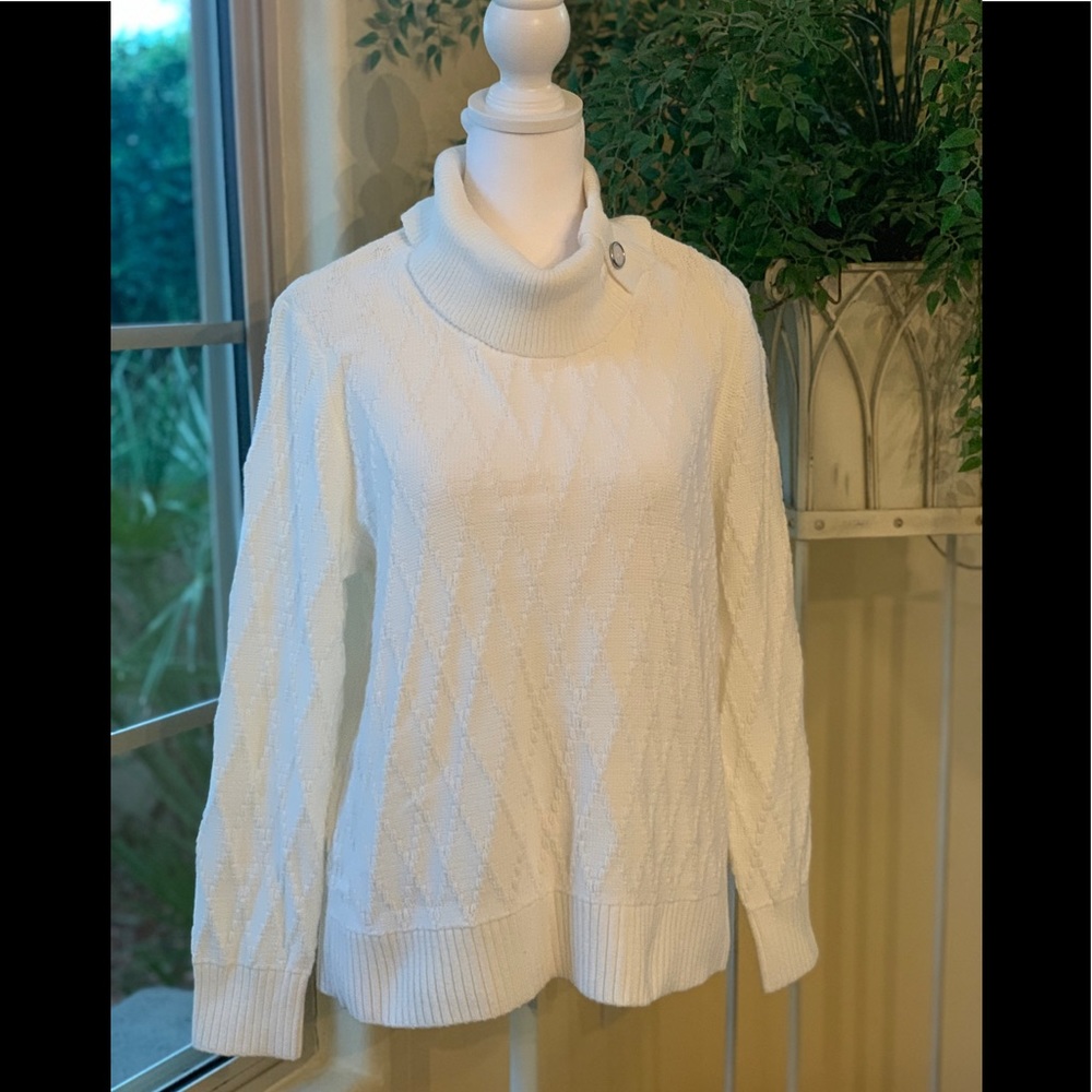 Christopher & Banks white petite turtleneck sweater